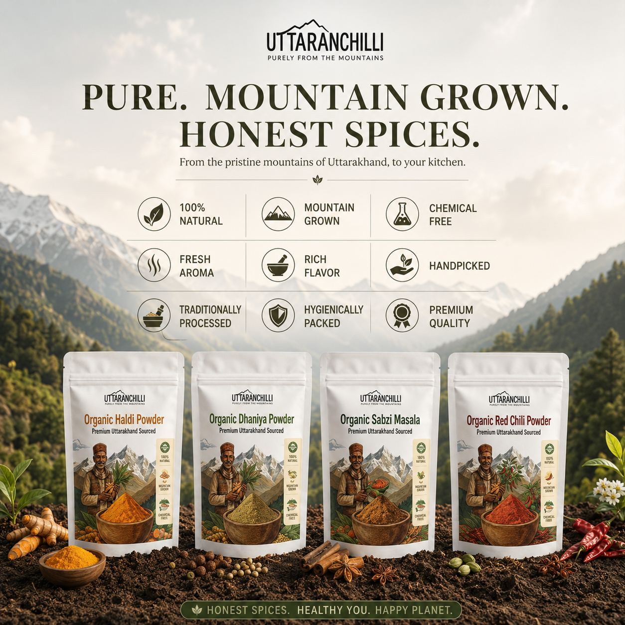 Organic Spices Combo Pack of 4
